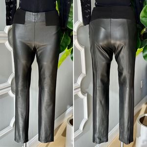 Patrizia Pepe Vegan Leather Skinny Panel Pants in Black Size 8